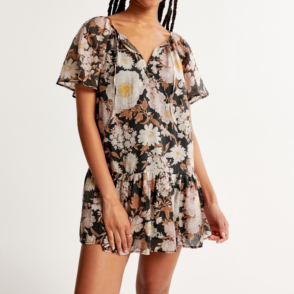 Abercrombie NET Floaty Trapeze Mini Dress - M Tall